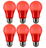 Sunlite Colored Light Bulb LED A19 3 Watt Medium Base 120 Volt [Pack of 6]