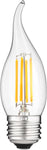 Sunlite LED Filament CA11 Flame Tip Chandelier Light Bulb, 4 Watts (40W Equivalent), Medium E26 Base, Clear Glass, Dimmable, 2700K Warm White