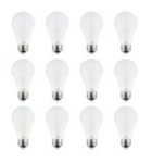 Sunlite 81022-SU LED A19 Household Light Bulbs, 9 Watt (60 Watt Equivalent), 800 Lumen, Medium (E26) Base, 12 Pack, 50K-Super White