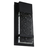 Sunlite LED Wall Sconce, Black Metal Frame with Raindrop Effect Glass Panel, 6.5" Wide.