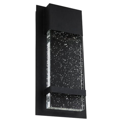 Sunlite LED Wall Sconce, Black Metal Frame with Raindrop Effect Glass Panel, 6.5" Wide.