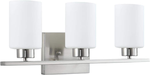 Sunlite 81321-SU 22″ Modern Cylinder Vanity Light Fixture, Wall Mount, Medium (E26) Socket, Standard A19 Bulb Required (60W Max), Frosted Glass Shade, ETL Listed, Brushed Nickel Base 3-Lights  Share