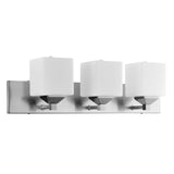 Sunlite 81324-SU Contemporary Square Shade Vanity Fixture, 6″ Wall Mount, Medium Base (E26) Socket, Standard A19 Bulb Required (60W Max), Bathrooms, Powder Rooms, Frosted Glass Shade, Brushed Nickel Base 3-Lights