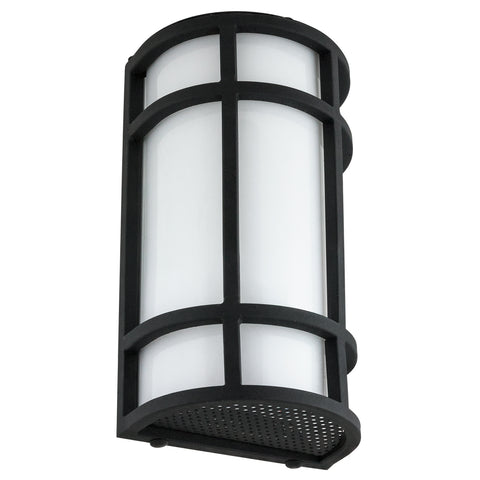 Sunlite 81434 12” LED Outdoor Mission Style Light Fixture, Half Cylinder Wall Sconce, Selectable 3 CCT 3000K-5000K, 15 Watts, 800 Lumens, Non-Dimmable, Black Frame, for Porches, Garage & Entryways