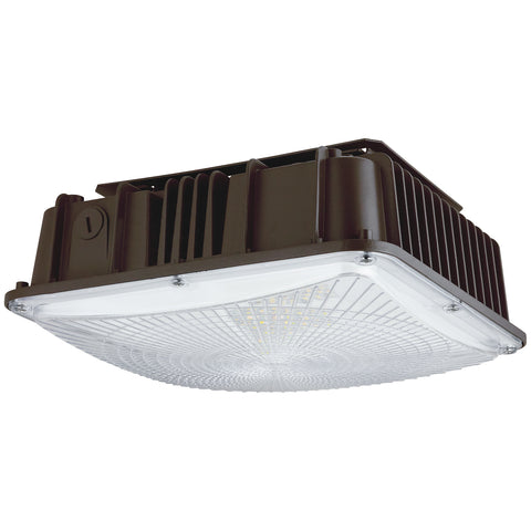 Sunlite 88129 LED Outdoor Canopy Light Fixture, Power Selectable 30W/40W/60W, 7800 Lumens, Color Selectable 30K/40K/50K, 80 CRI, ETL Listed, Bronze, for Commercial & Industrial Use