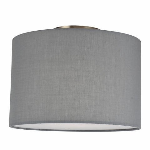 Sunlite  Semi-Flush Fabric Drum Ceiling Light Fixture, Medium Base (E26), 120 Volts, Grey, ETL Listed, for Residential & Commercial Use