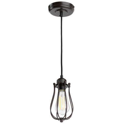 Sunlite 07003-SU Vintage Cage Pendant Light, Metal Industrial Style Fixture, Medium Base Socket (E26), 71-Inch Woven Cord, Oiled Rubbed Bronze Finish