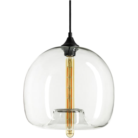 Sunlite 07048-SU Vintage-Inspired Inverted Glass Sphere Pendant, Farmhouse Light Fixture, Retro Industrial Style, Medium (E26), 52-Inch Woven Braided Cord, 60 Watts Max (Bulb Not Included), Black Base