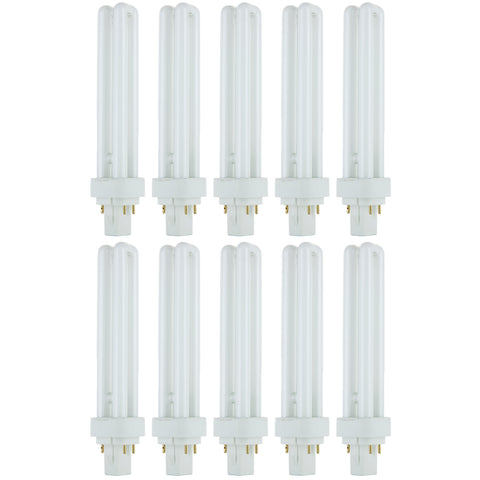 Sunlite PLD26/E/SP65K/10PK 6500K Daylight Fluorescent 26W PLD Double U-Shaped Twin Tube CFL Bulbs with 4-Pin G24Q-3 Base (10 Pack)