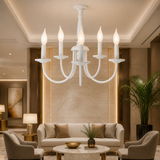 Sunlite  18-Inch 5 Branch Chandelier Decorative Ceiling Fixture, White Textured Finish