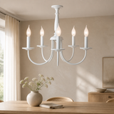 Sunlite  18-Inch 5 Branch Chandelier Decorative Ceiling Fixture, White Textured Finish
