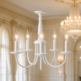 Sunlite  18-Inch 5 Branch Chandelier Decorative Ceiling Fixture, White Textured Finish