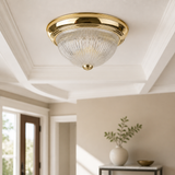 Sunlite 11-Inch Traditional Dome Ceiling Light, Classic Decorative Flush Mount, Clear Glass Shade, 2 60W A19 Bulbs (Not Included), Medium E26 Base, for Bedrooms, Hallways & Bathrooms, Polished Brass