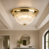 Sunlite 11-Inch Traditional Dome Ceiling Light, Classic Decorative Flush Mount, Clear Glass Shade, 2 60W A19 Bulbs (Not Included), Medium E26 Base, for Bedrooms, Hallways & Bathrooms, Polished Brass