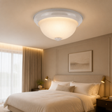 Sunlite 04578-SU 11-Inch Traditional Dome Ceiling Light, Classic Decorative Flush Mount, Frosted Ribbed Glass Shade, 2 60W A19 Bulbs (Not Included), for Bedrooms, Hallways & Bathrooms, Smooth White