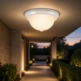 Sunlite 04578-SU 11-Inch Traditional Dome Ceiling Light, Classic Decorative Flush Mount, Frosted Ribbed Glass Shade, 2 60W A19 Bulbs (Not Included), for Bedrooms, Hallways & Bathrooms, Smooth White