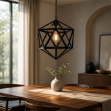 Sunlite Vintage-Inspired Hexagon-Shaped Industrial Hanging Pendant, Farmhouse Fixture