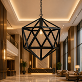 Sunlite Vintage-Inspired Hexagon-Shaped Industrial Hanging Pendant, Farmhouse Fixture
