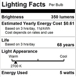 Sunlite 5W LED Globe G16 Dimmable E26 Base 2700K Bulb - Warm White [3 PACK]
