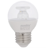 Sunlite G16 LED Dimmable Vanity Globe Light Bulbs, 5W (40W Equiv.), 350 Lumens, E26 Base, 3000K Warm White, Clear, 6-Pack