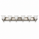 Sunlite 45445 48-Inch Traditional Vanity Light, Classic Decorative Wall Sconce, Bell-Shaped Alabaster Glass Shades, 6 60W A19 Bulbs (Not Included) Mirrors, Bathrooms Powder Room, Brushed Nickel Finish
