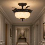 Sunlite Decorative Pendant Ceiling Fixture, Weathered Bronze Finish, Alabaster Glass