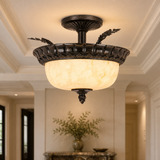 Sunlite Decorative Pendant Ceiling Fixture, Weathered Bronze Finish, Alabaster Glass