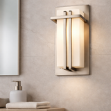 Sunlite Decorative Square Wall Sconce Light Fixture, A19 Bulb, E26 Socket, 60 Watts Max, Indoor, Opal Shade, Stainless Steel Frame, Bathrooms, Hallways & Entryways
