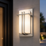 Sunlite Decorative Square Wall Sconce Light Fixture, A19 Bulb, E26 Socket, 60 Watts Max, Indoor, Opal Shade, Stainless Steel Frame, Bathrooms, Hallways & Entryways