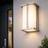 Sunlite  Modern Wall Sconce Light Fixture, Medium Base Socket (E26), (Bulb Not Included) 60 Watts Max, Indoor, Opal Shade, Stainless Steel, Bathrooms, Hallways & Entryways