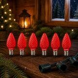 Sunlite  LED C7 Light Bulb, 0.4 Watts, E12 Candelabra Base, Faceted Christmas-Lights [Pack of 6]
