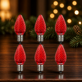 Sunlite  LED C7 Light Bulb, 0.4 Watts, E12 Candelabra Base, Faceted Christmas-Lights [Pack of 6]