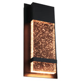 Sunlite LED Wall Sconce, Black Metal Frame with Raindrop Effect Glass Panel, 6.5" Wide.