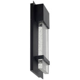 Sunlite LED Wall Sconce, Black Metal Frame with Raindrop Effect Glass Panel, 6.5" Wide.