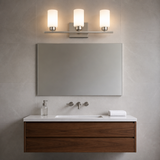 Sunlite  22″ Modern Cylinder Vanity Light Fixture, Wall Mount, Medium (E26) Socket, Standard A19 Bulb Required (60W Max), Frosted Glass Shade, ETL Listed, Brushed Nickel Base 3-Lights  Share