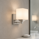 Sunlite 81322-SU Modern Square Shade Vanity Fixture, 6″ Wall Mount