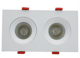 Sunlite 3.5” LED Two Head Gimbal Regressed Downlight Fixture, 24W, 1540 Lmns, Canless, CCT Switch 27K/30K/35K/40K/50K, 90 CRI, Dimmable, ETL Listed, Title-24 Compliant, 1 Pack