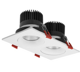 Sunlite 3.5” LED Two Head Gimbal Regressed Downlight Fixture, 24W, 1540 Lmns, Canless, CCT Switch 27K/30K/35K/40K/50K, 90 CRI, Dimmable, ETL Listed, Title-24 Compliant, 1 Pack
