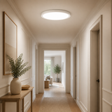 Sunlite LED 9-Inch Round Mini Panel Light Fixture, 18W (75W=), 1100 Lmns, 30K/40K/50K Selectable CCT, Dimmable, White Finish, 50,000 Hour Life Span, ETL Listed