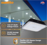 Sunlite 85676 Outdoor Canopy Light Fixture 120/277 ,Power Clectable 40/60/80 Watt,30K,40K,50K
