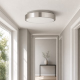 Sunlite 87765 LED 11 Inch Slim Saucer Flushmount Ceiling Light Fixture, 15 Watts (80W Equivalent), 1050 Lumens, Selectable 5 CCT 2700K-5000K, 120V, Dimmable, 50,000 Hour Lifespan, Brushed Nickel