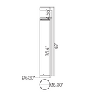 Led 42" Outdoor Commercial Bollard Fixture, Round Landscape Area Light, Adjustable,3 CCT 3000K,5000K IP65, Broze ,For Pathways,& Walkways.