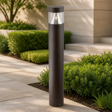 Led 42" Outdoor Commercial Bollard Fixture, Round Landscape Area Light, Adjustable,3 CCT 3000K,5000K IP65, Broze ,For Pathways,& Walkways.