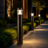 Led 42" Outdoor Commercial Bollard Fixture, Round Landscape Area Light, Adjustable,3 CCT 3000K,5000K IP65, Broze ,For Pathways,& Walkways.