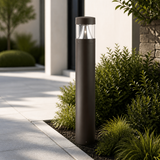Led 42" Outdoor Commercial Bollard Fixture, Round Landscape Area Light, Adjustable,3 CCT 3000K,5000K IP65, Broze ,For Pathways,& Walkways.