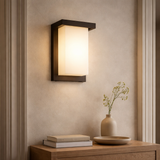 Sunlite 8” Modern LED Wall Sconce Light, Outdoor Fixture, Adjustable 3 CCT 3000K-5000K, 12 Watts
