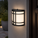 Sunlite LED Mission Style Outdoor Fixture,120 Volts  12 Watts (75W Equivalent), 800 Lumens, Built-in Photocell, Black Finish, Opaque White Lens, Color Temperature Selectable 3000K/4000K/5000K