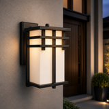 Sunlite LED Mission Style Outdoor Fixture, 120 Volts ,12 Watts (75W=), 800 Lumens, Built-in Photocell, Black Finish, Opaque White Lens, Color Temperature Selectable 3000K/4000K/5000K