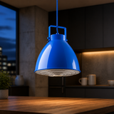Sunlite 88752 Zed 10″ Decorative Pendant Light Fixture, Medium Base (E26), 60-Watt Max Bulb (Not Included), Matching 4-Foot Adjustable Length Cord, Blue Finish with Decorative Chrome Grille