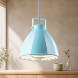 Sunlite 88754 Zed 10″ Decorative Pendant Light Fixture, Medium Base (E26), 60-Watt Max Bulb (Not Included), Matching 4-Foot Adjustable Length Cord, Baby Blue Finish with Decorative Chrome Grille